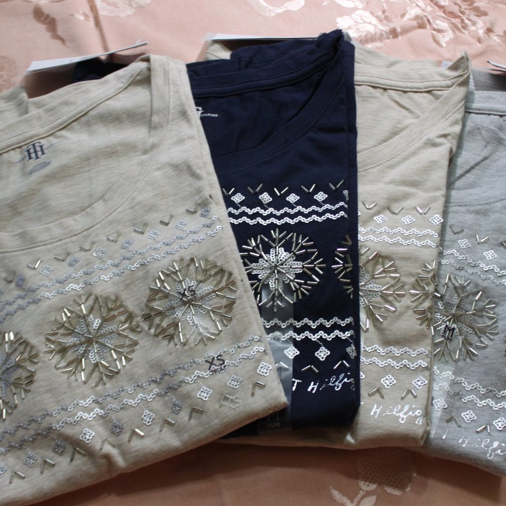 Tommy Hilfiger women's beaded t-shirt NWT